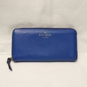 Kate Spade Women's Lacey Blue Wrap Around Zipper Long Pocket Wallet